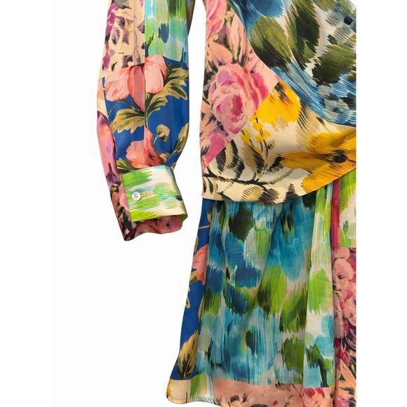 Zara Multicolor Topical Floral Satin Romper Women’s M Colorful Vacation - Picture 3 of 12